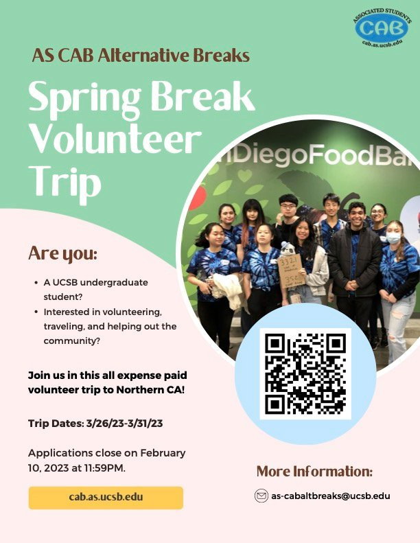 Alternative Spring Break application UC Santa Barbara Events & Tickets